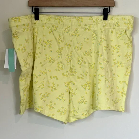 NWT Abound Organic Cotton Green Yellow Moxie Floral Pull On Shorts - 2X - Picture 5 of 5